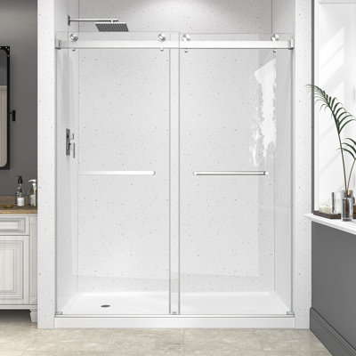 Porte de douche coulissante double sans cadre de 61 po à 66 po x H 78 po.