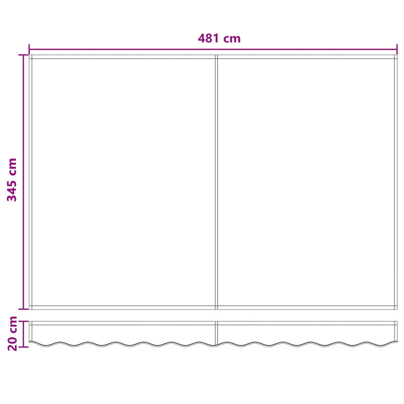 VidaXL Polyester Cover Retractable Patio Awning, 165cm H x 500cm W x 350cm D, Striped, White/Gray