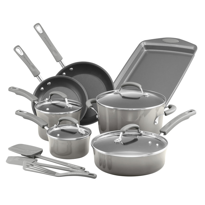 Classic Brights 14-Piece Aluminum Nonstick Cookware Set in Cranberry Red Gradient Classic Brights 14-Piece Aluminum Nonstick Cookware Set in Cranberry Red Gradient