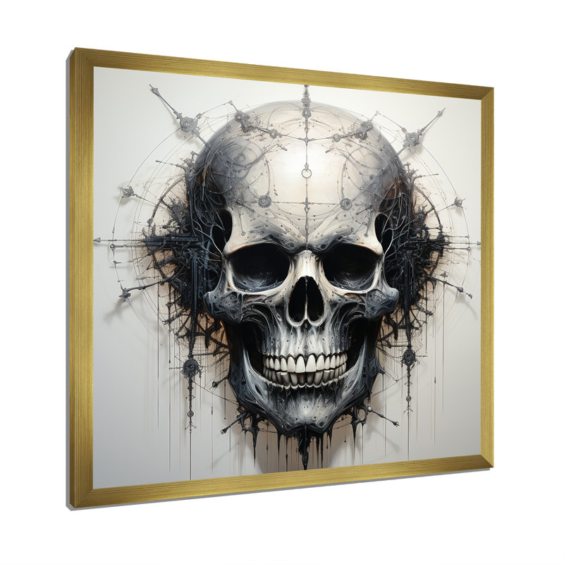 Art du crâne sur toile, Cadre doré simple, H 30 po x l 30 po x P 1 po