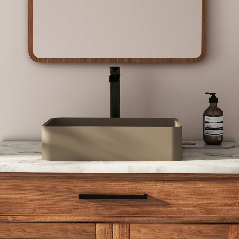 Taupe Clay Rectangular Ceramic Bathroom Sink