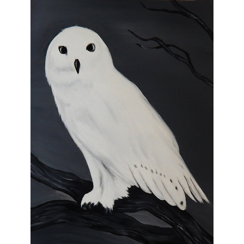 «Snow Owl» par Ed Capeau - reproduction d'art, Toile tendue, H 16 po x l 12 po, Aucun mat