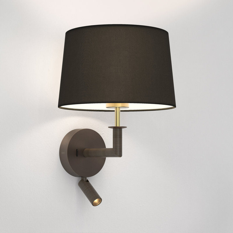 Club 2 - Light Armed Sconce, 14.8" H x 9.84" W x 11.4" D, Black, Polycotton