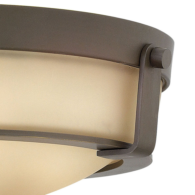 Hathaway Olde Bronze 3-Light Flush Mount with Etched Glass