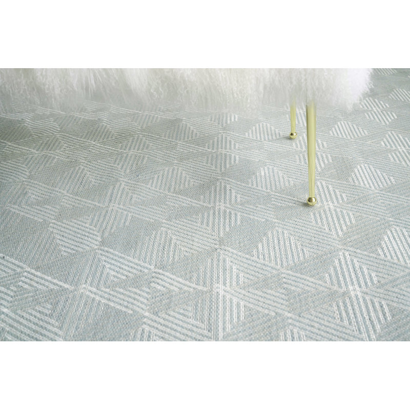Pavilion Wool Geometric Area Rug in Denim, Rectangle 8' x 10'