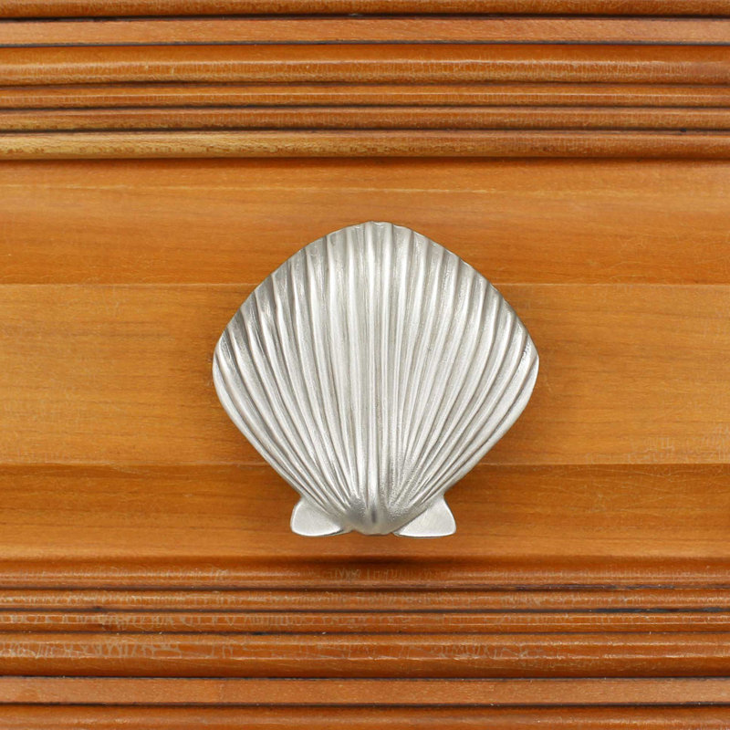 1 1/2" Seashell Knob, Brushed Nickel, 2" L x 2" W, 1