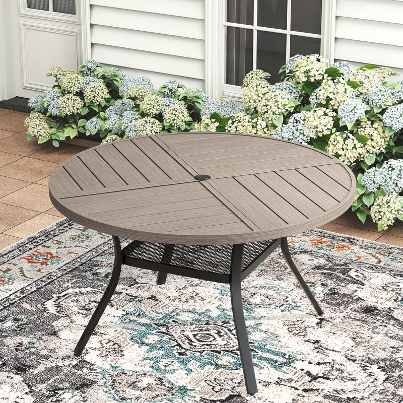 Table de salle à manger d'extérieur, Bois gris / noir, H 28,3 po x L 47,2 po x l 47,2 po