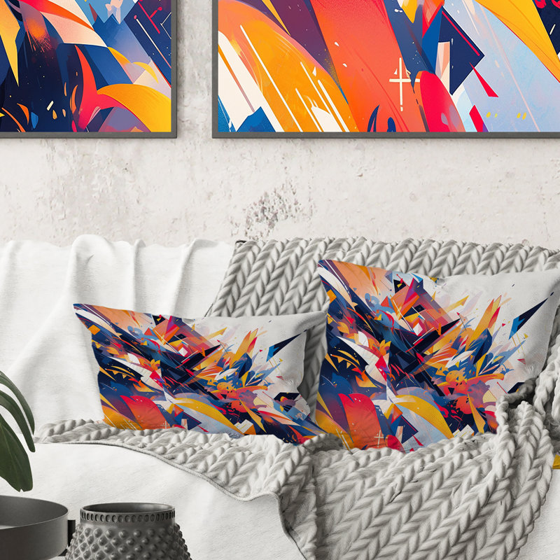 Vibrant Collage - Cubism Printed Throw Pillow