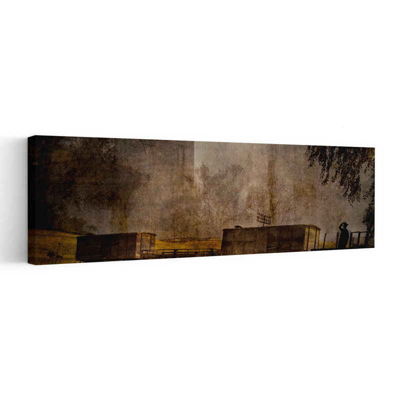 "Oublié train paysage industriel rétro, paysage rustique, art mural", H 12 po x l 36 po