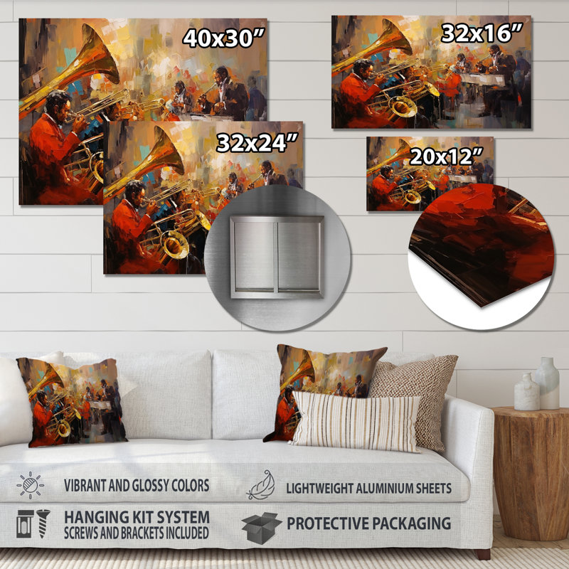 Brass Band Golden Tuba Orchester - Musician Wall Art, Métal métal, H 12 po x l 20 po x P 1 po