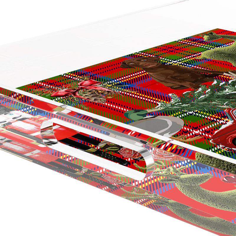 Acrylic Decorative Tray, Plaid , 12"W x 12"D x 2"H