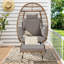 Fauteuil à œufs avec balcon pour l'eau, coussins de jardin gris, robustes