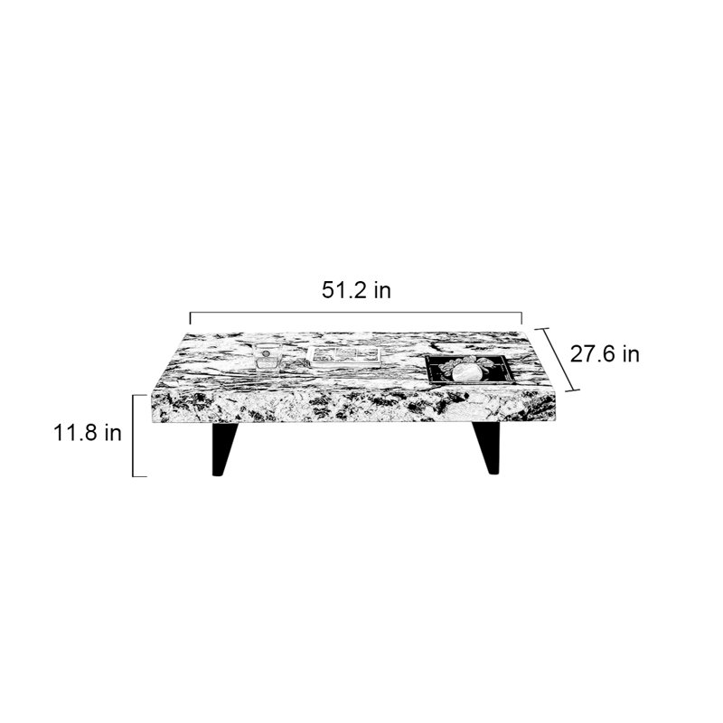 Table basse rectangulaire suspendue en marbre, Blanc