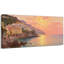 Coucher de soleil - peinture côtière italienne pour la décoration méditerranéenne, œuvre d'art de plage vibrante pour le bureau de la chambre à coucher, toile tendue avec cadre en pin, 12 po x 24 po-1220046080