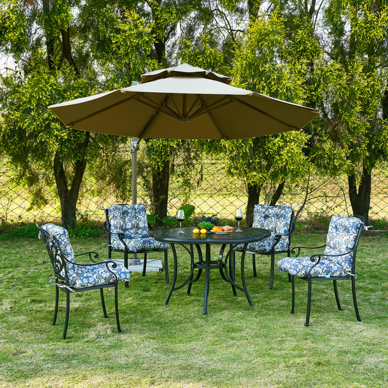 Outdoor 4'' Seat / Back Cushion, Stone Blue Floral