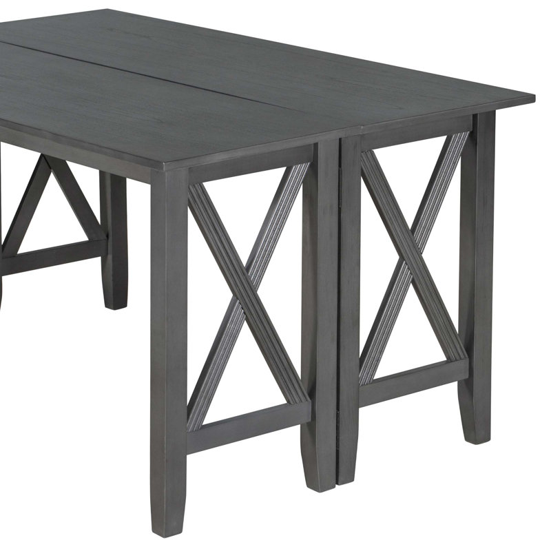 Ensemble de salle à manger 6 pièces en bois massif avec 4 chaises et banc pour la salle à manger