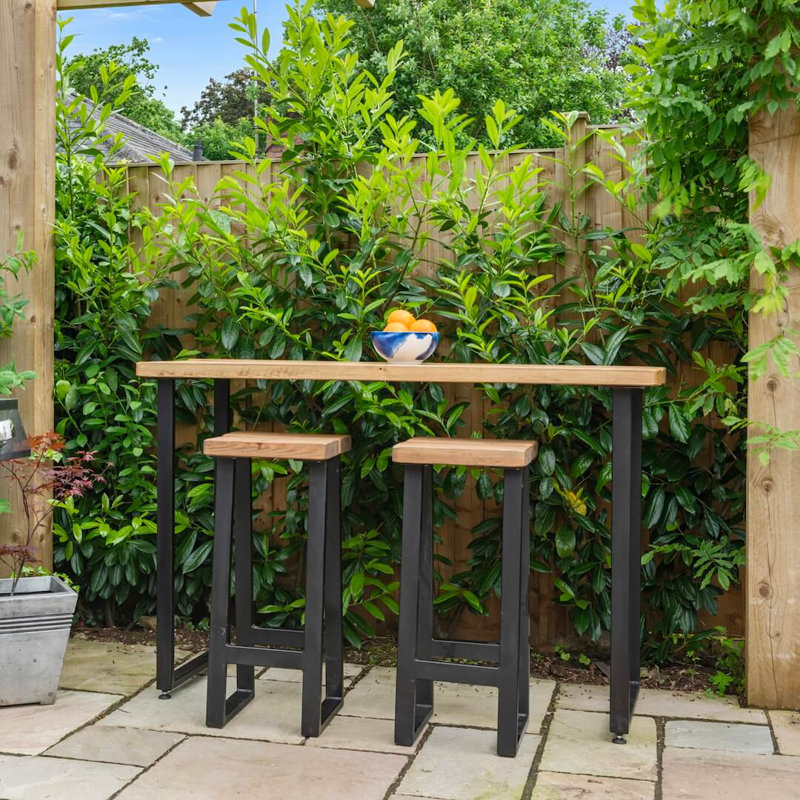 Rustic Redwood Outdoor High Bar Table, 100cm H x 60cm W x 200cm D