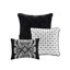 Grand édredon noir - 7 pièces. Coton complexe imprimé. Remplir. 2 taies décoratives, 3 coussins, 1 édredon, . Facile à entretenir et confortable. Rembourrage élégant. Complet avec choix lavable à la machine