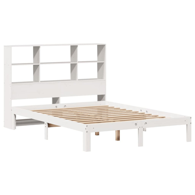 Krystina Solid Wood Bed, White, 110cm H x 216.5cm W x 146cm D