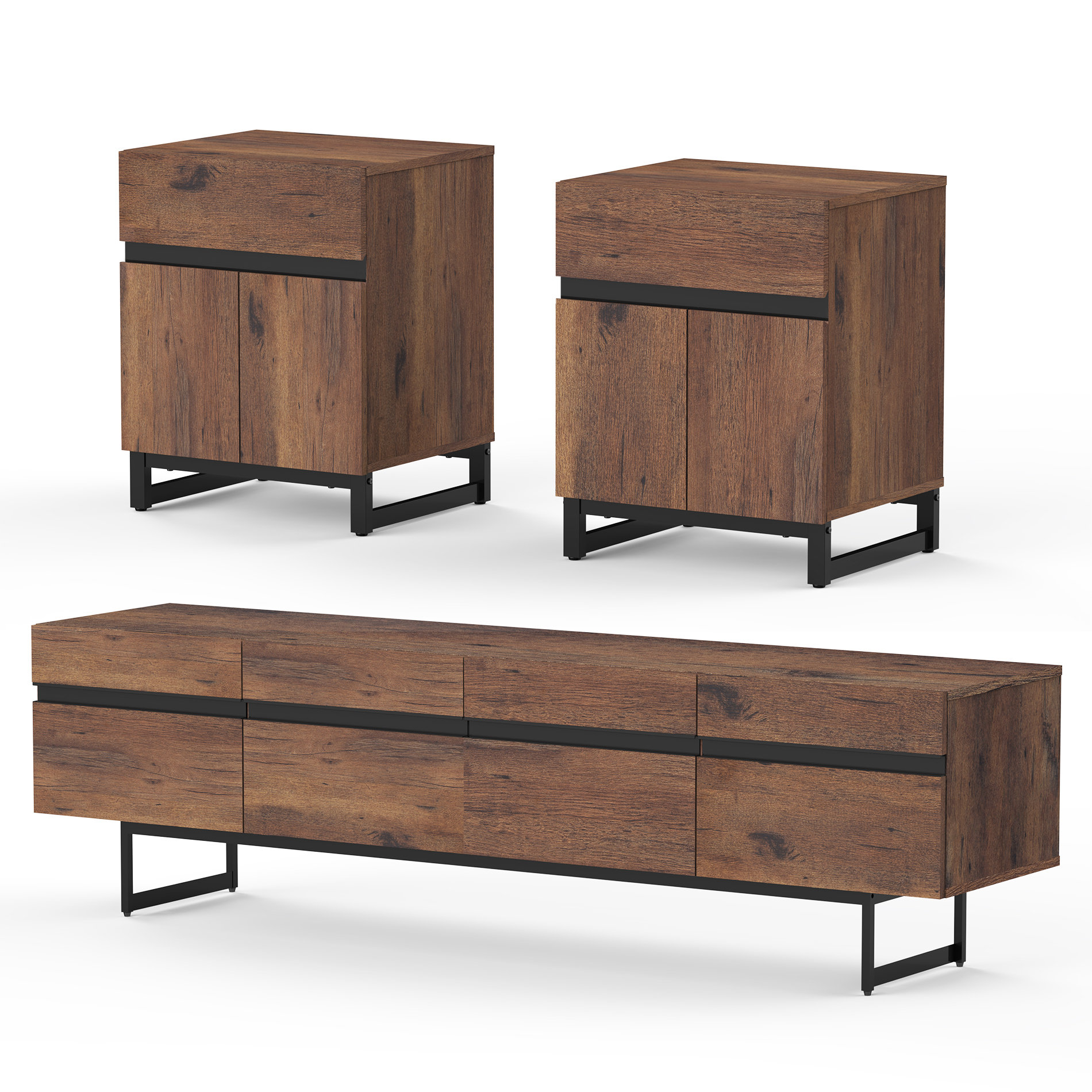 Latitude Run® Marsden Modern Living Room Table Sets Of 3, 71 Inch TV ...