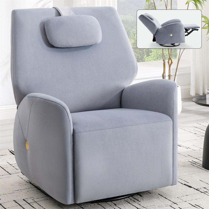 Fauteuil inclinable électrique pivotant et berçant avec coussin de soutien lombaire et cervical, degré de pivotement maximal de 270 °, mécanisme de mouvement robuste avec ports USB et Type-C