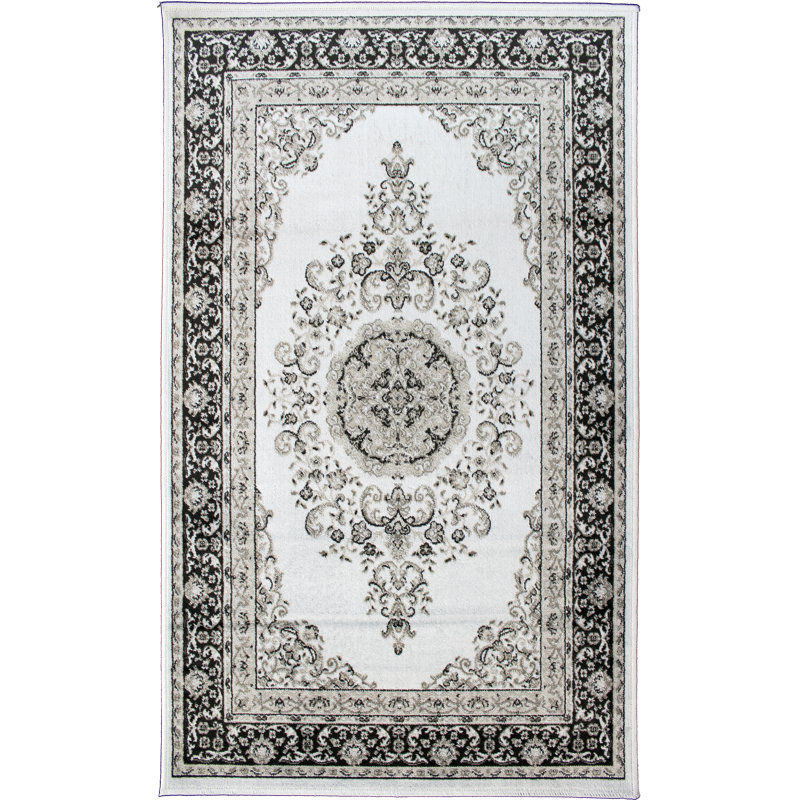 Tapis oriental blanc / gris Antony, Rectangle 2 pi 4 po x 3 pi 7 po