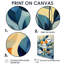 Feuilles Mid-Century bleues et orange - Minimalisme, ensemble de 6 impressions sur toile-1338971828-1338971827