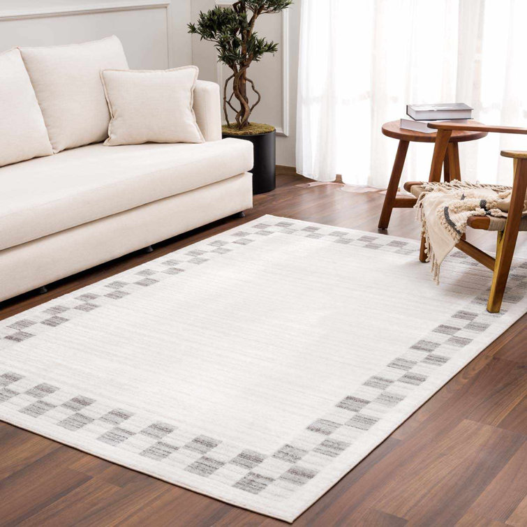 Tapis à bordure géométrique moderne lavable à la machine Bakersfield