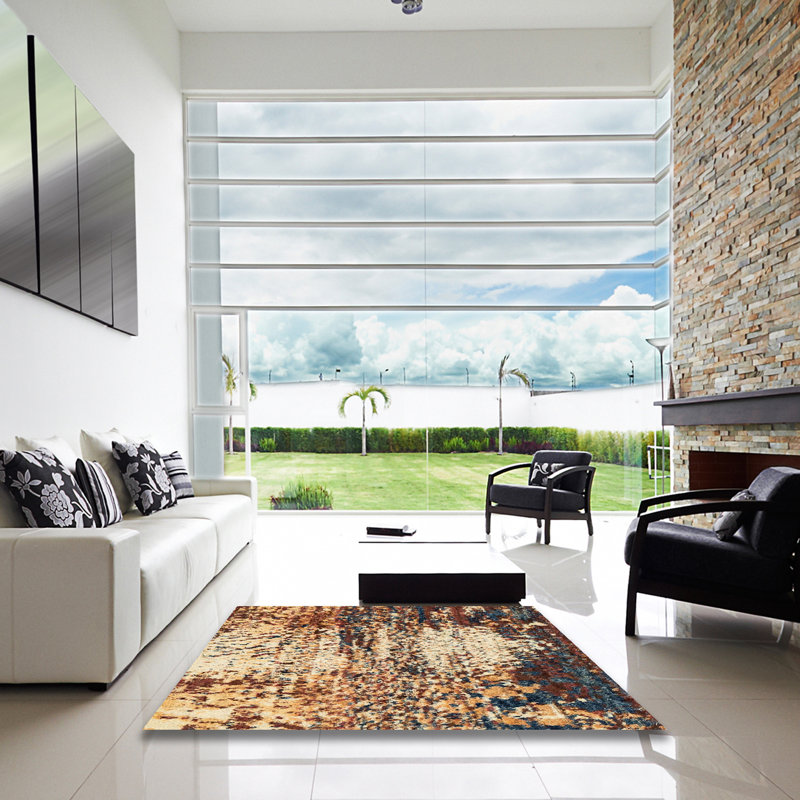 Tapis abstrait moderne 2563, Carré 8 pi