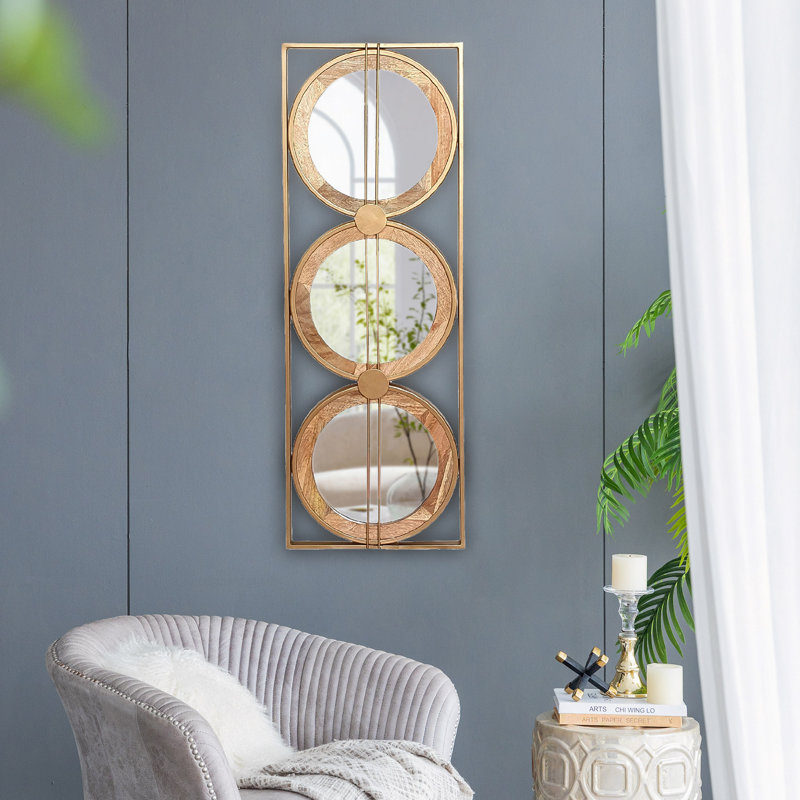 Miroir mural 3 pièces dans un cadre rectangulaire, décoration murale pour le salon de la chambre à coucher