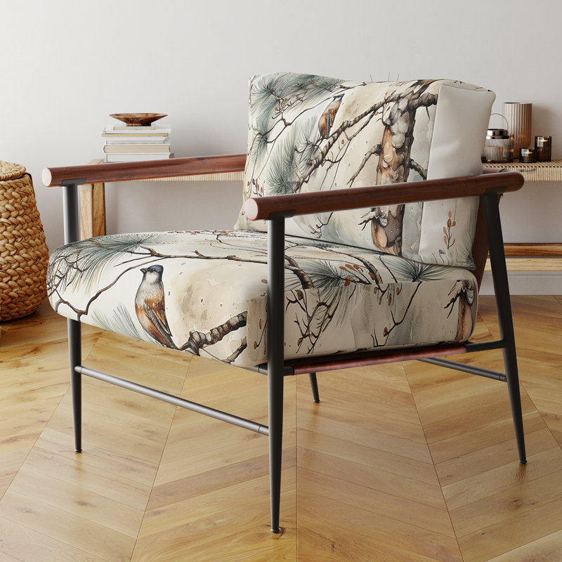 Chaise d'appoint rembourrée Bird, Pine Tree II - Scandinavian, Noir