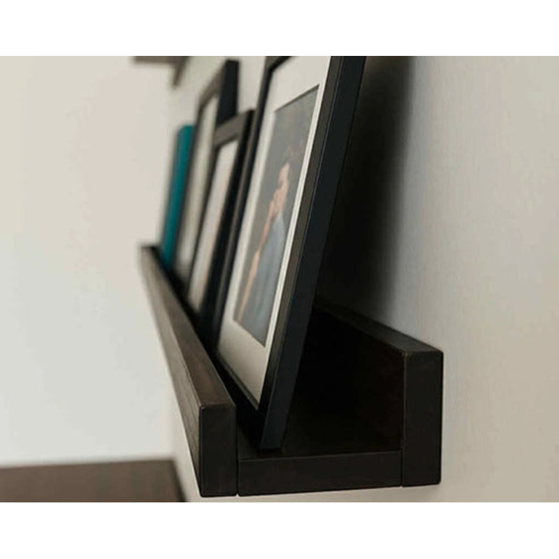 Tablette flottante à rebords pour photos flottantes en bois massif pour photos, art et décoration, Argent argent