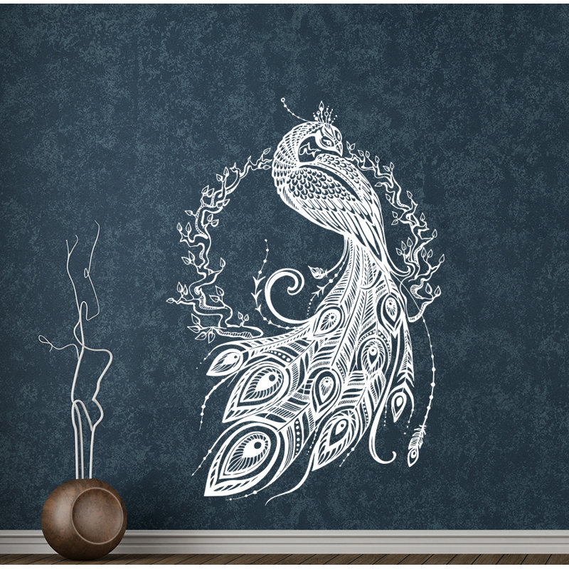 Décalcomanie murale décoration de chambre peacock, Blanc