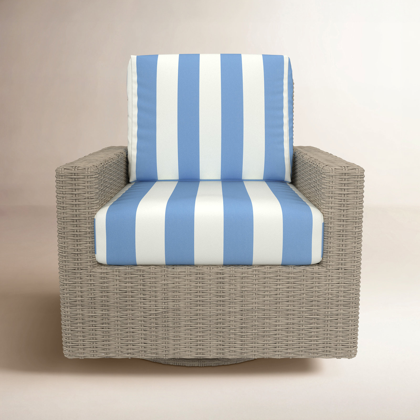 Hayes Sunbrella® Swivel Patio Lounge Chair, Refuge Ocean, Striped