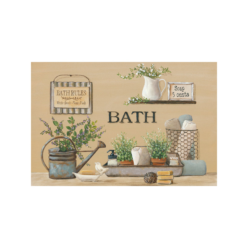Farmhouse Bath II by Pam Britton - Wrapped Canvas Painting, 152.5 cm H x 101.5 cm W