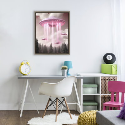 Glam UFO with Pink Beams Floating Frame, design by Sasha