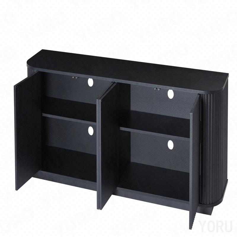 Buffet / meuble télé, motif ondulé, rayures verticales pour la cuisine / le vestibule - noir