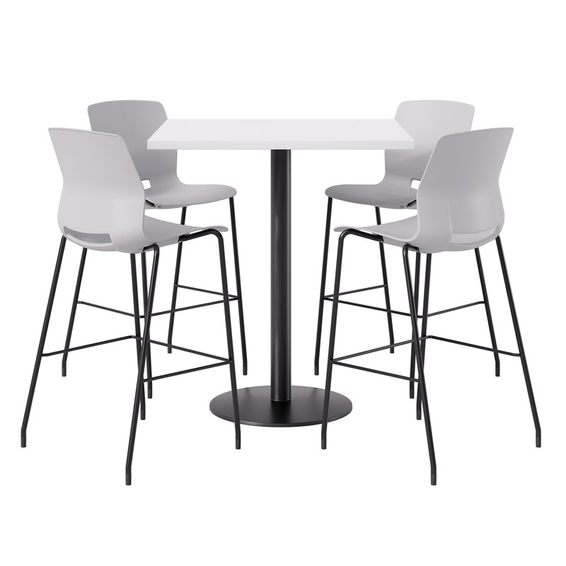 Ensemble repas pour 4 personnes à hauteur de bar, H 41 po x L 42 po x l 42 po, Blanc, Gris / noir