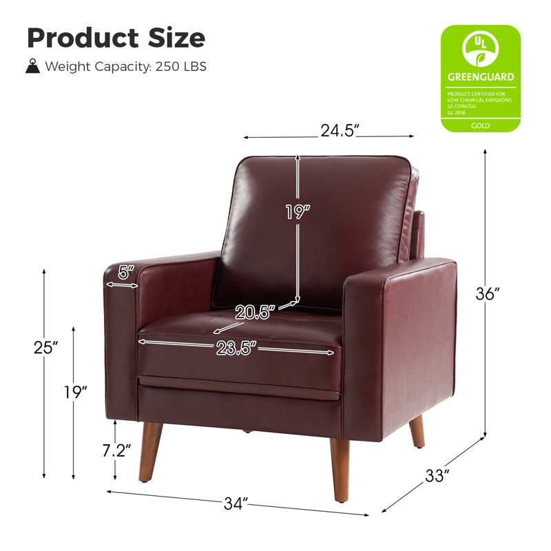 Fauteuil Annaleise, Cuir véritable bourgogne