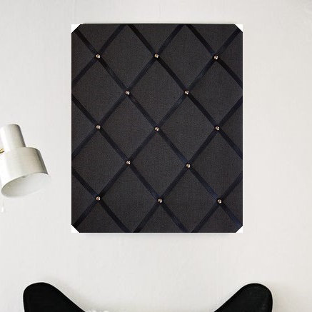 Fabric Covered, 48cm H x 40cm W, Black/Chrome