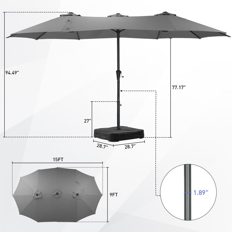 Parasol de marché 15 pi Cahir, Gris