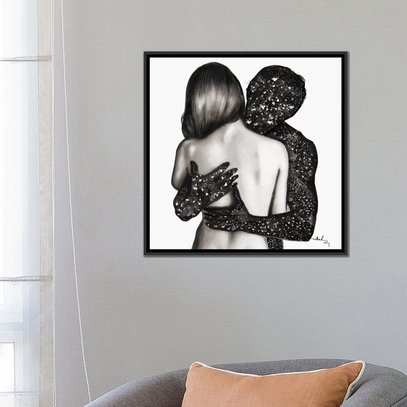 « unusualcouple », impression sur toile, H 18 po x l 18 po x P 1,5 po, Toile avec cadre flottant noir, Pas de tapis