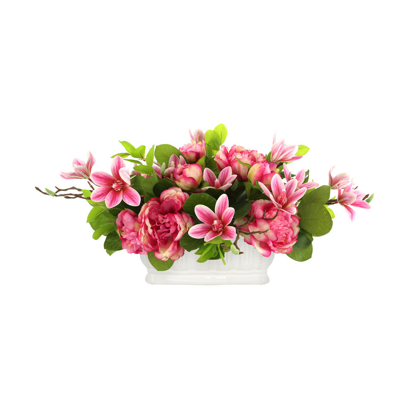 Arrangement de pivoines en pot Polysilk