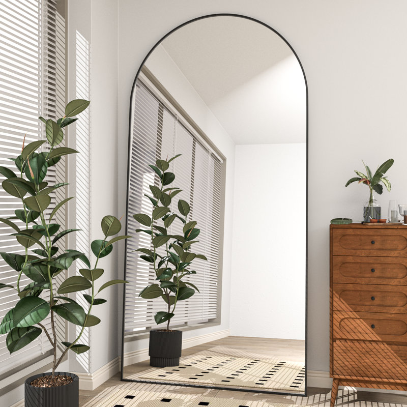 Carlyann Aluminium Framed Freestanding Full Length Mirror, 180 cm H × 80 cm W, Black