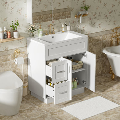 Meuble-lavabo avec 2 tiroirs et tablette réglable