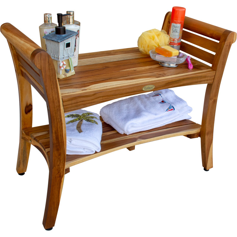 EcoDecors, Symmetry Teak Shower Bench, 19" H x 29" W x 14.5" D