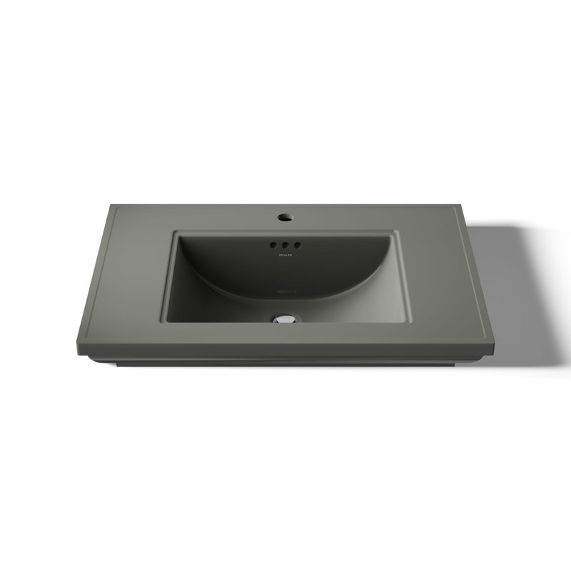 Memoirs Stately Pedestal/Console Table Bathroom Sink Basin with Single Faucet-hole Drilling, Thunder Gray, Single Hole