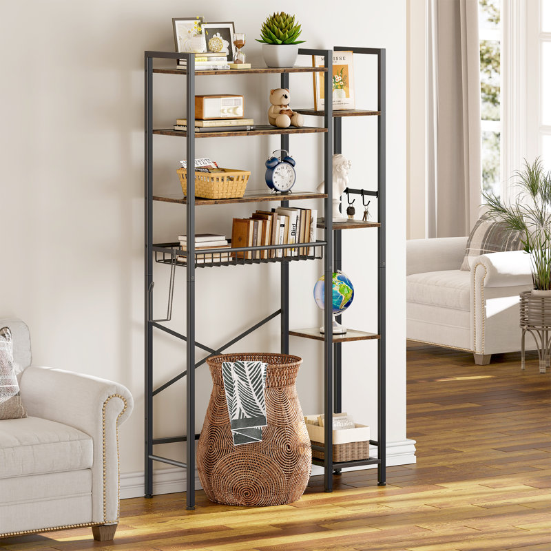 Lowis Adjustable Freestanding Over the Toilet Storage with 8 Shelves, Rustic Brown