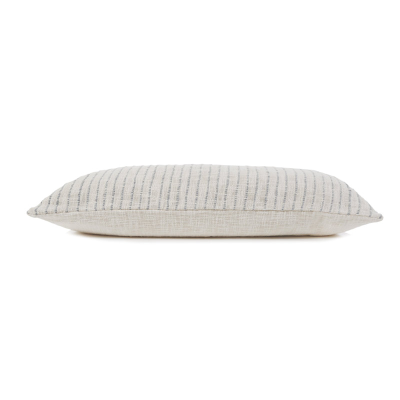 Jojo Pillow Cover & Insert, Ivory/Blue Gray Striped, Rectangular 14" H x 40" W