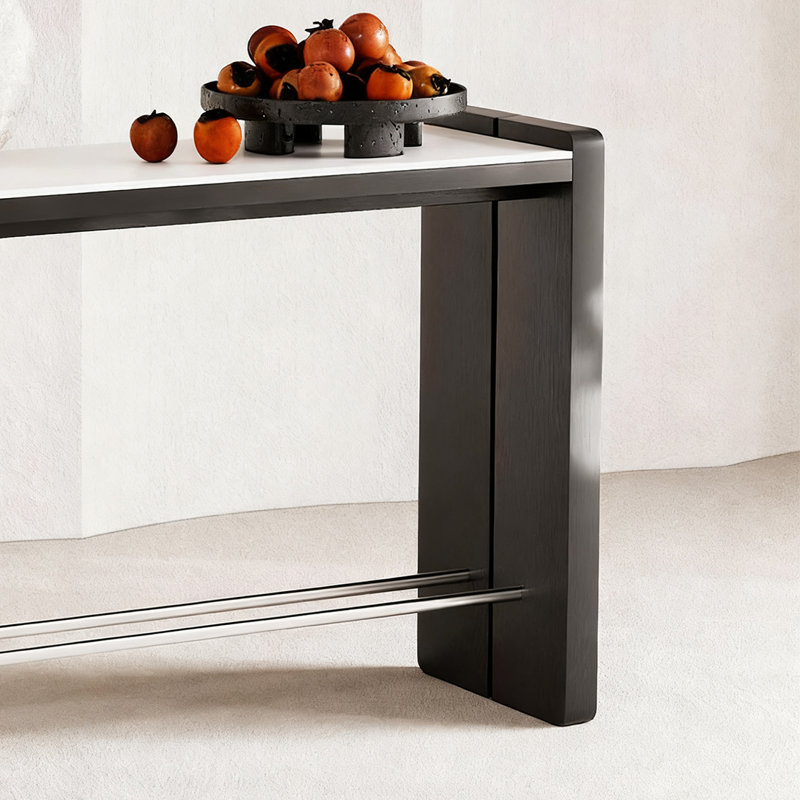 Console rétro minimaliste, Blanc/Noir, H 31,5 po x l 55,12 po x P 13,78 po